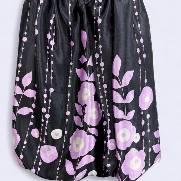 Y2K Secret Charm Junior 10 Babydoll Bubble Mini Dress Black Purple Party Floral - Picture 3 of 8